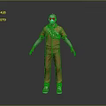 3D Character Model Wearing Orange Overalls Gray Long Sleeves Red Gloves And White Sneakers
