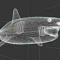 Blue And White 3D Shark Model With Open Mouth And Sharp Teeth 3d model