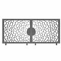 Metal Fence Design With Vertical Bars Circular Center And Side Panels