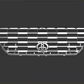 Contemporary Architectural Grille With Silver Metal Stripes Central Logo And Reflective Finish