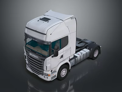 White Scania Tractor Truck With Modern Cab Design And Sleek Exterior Look 3d model