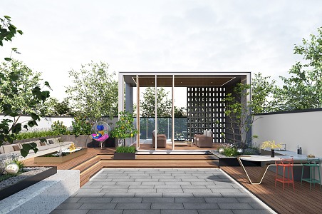 Modern courtyard landscape 3d model