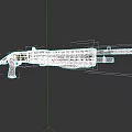 Tactical Shotgun Metallic Black And Silver Design With Long Barrel Magazine And Grip 3D Rendering