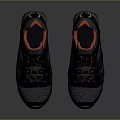 Gray And Navy Blue Sports Shoes With Orange Lining Red Laces Mesh Design Black Sole
