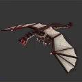Brick Built Dragon Model with Black Body White Wings Red Mouth and Detailed Claws