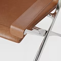 Brown Leather Leisure Chair with Metal Frame and Modern Sleek Design