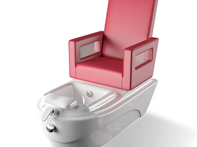 Red Massage Chair With Foot Massage Basin And White Base Design 3d model