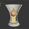 Shiny Silver Trophy Design With Golden Sphere Green Ring And Base