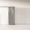 Modern Elegant Curtain Design With White Gray Fabric And Vertical Stripes 3d model