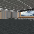 Modern Conference Room Interior With Arranged Black Office Chairs And Meeting Wall