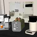 Modern Kitchen Countertop With Coffee Machine Toaster And Kettle Appliances 3d model