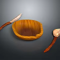 Wooden Kitchen Utensils Set With Bowl Knife And Spoon For Daily Use