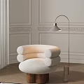 Modern Elegant Living Room With White Sofa And Arching Floor Lamp On Wooden Floor