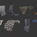 Various Colored Scarves With Fringed Knit And Soft Textures For Fashion