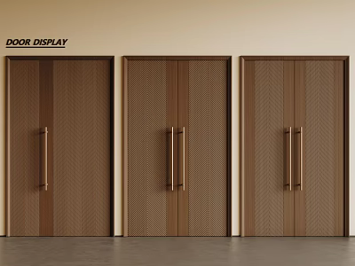 Elegant Wooden Double Doors Display With Various Designs And Brass Handles 3d model