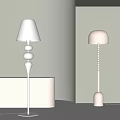 Two Modern Floor Lamps Featuring Spiral And Beaded Stand Designs For Home Decor