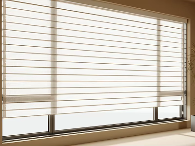 Elegant White Window Blinds Filtering Soft Natural Light In Modern Room Setting 3d model