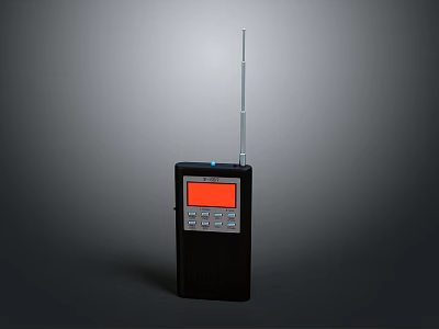 Handheld Computer Terminal With Red Screen Black Design Antenna And Control Buttons 3d model