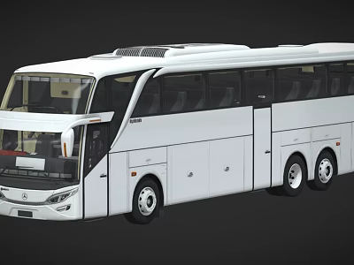White Modern Coach Bus With Large Windows And Roof Ventilation System 3d model