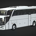 White Modern Coach Bus With Large Windows And Roof Ventilation System 3d model