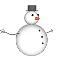 Garden Ornament Snowman with Black Top Hat Orange Carrot Nose Twig Arms And Black Buttons