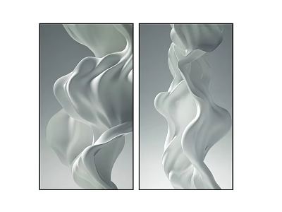 Minimalist White Wavy Texture Decorative Paintings For Modern Interior Wall Decor 3d model
