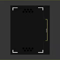 Black Electronic Panel With Circular Holes Yellow Stripe And White Borders