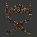 Ornate Red Wooden Single Chair With Intricate Carved Design And Curved Arms