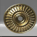 Golden Ornate Ceiling Rose With Radiant Patterns Central Hole And Decorative Edge