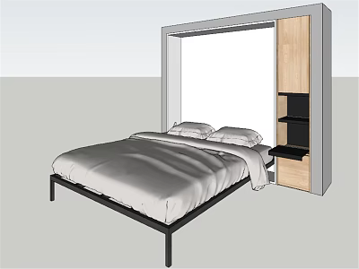 Modern Bedroom Interior Design With Bed And Sliding Door Wardrobe 3d model