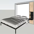 Modern Bedroom Interior Design With Bed And Sliding Door Wardrobe