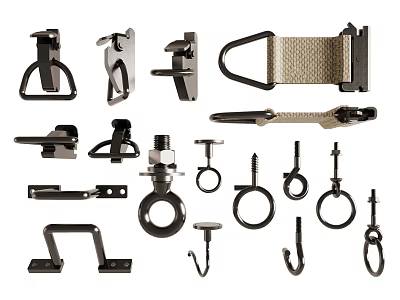 Assorted Metal Hooks With Different Shapes Sizes And Functional Hardware Designs 3d model