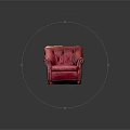 Single Red Leather Sofa With Tufted Backrest Armrests And Wooden Legs
