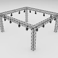 Public Facility Metal Truss Structure With Installed Lighting Fixtures 3d model