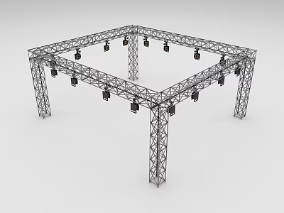 Public Facility Metal Truss Structure With Installed Lighting Fixtures 3d model