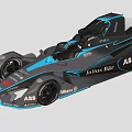 Black And Blue ABB Julius Bär Allianz Streamlined Electric Race Car