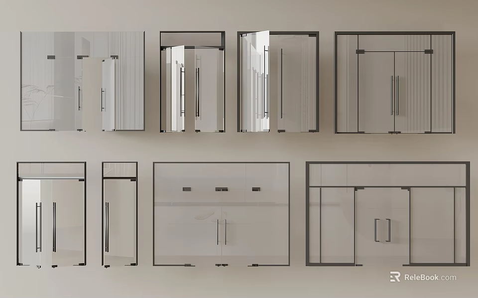 Modern Double Doors with Various Designs and Styles for Interior Spaces 3d model 