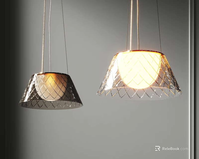 Modern Pendant Lights With Diamond Pattern Shades For Contemporary Interior Design 3d model