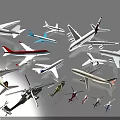 Various Commercial Airliner Models Displayed With Different Colors And Designs 3d model