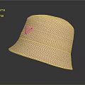 Stylish Beige Woven Bucket Hat With Triangular Logo And Lightweight Design