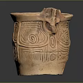 Ancient Clay Pot With Intricate Carved Patterns Dragon Head Design And Ornate Details