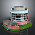 Circular Multi Storey Building With Red Brick Base Light Colored Floors Balconies And Surrounding Grass