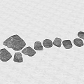Gray Stepping Stones Arranged As A Path On White Ground Surface 3d model