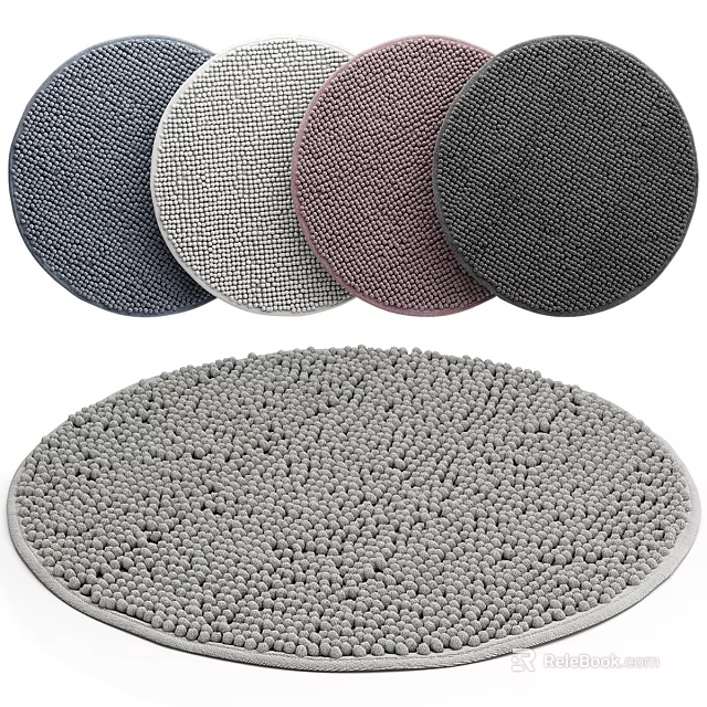 Soft Textured Round Rugs In Multiple Colors For Home Interior Decor 3d model 