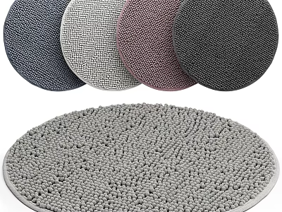 Soft Textured Round Rugs In Multiple Colors For Home Interior Decor 3d model