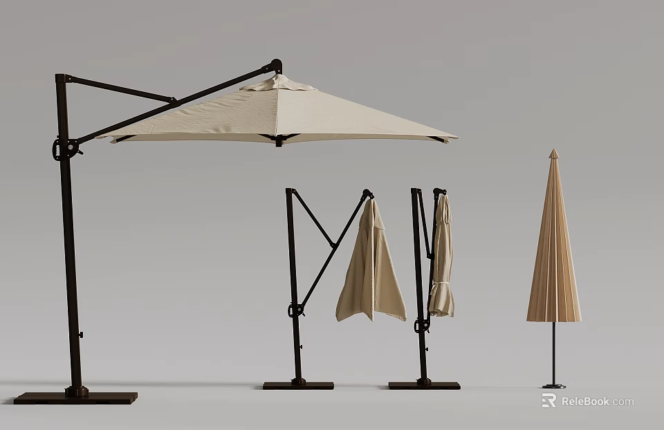 Outdoor Canopy Styles With Open And Folded Designs And Metal Stand 3d model 