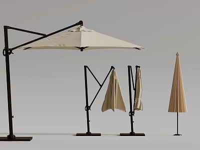 Outdoor Canopy Styles With Open And Folded Designs And Metal Stand 3d model