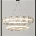 Modern Elegant Chandelier With Multi Layered Circular Design Transparent Textured Shades And Soft Glow Lighting