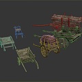 Modern ancient frame car rickhuke frame car trolley 3d model