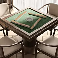 New Chinese Mahjong Table and Chair Mahjong Table and Chair Combination 3d model